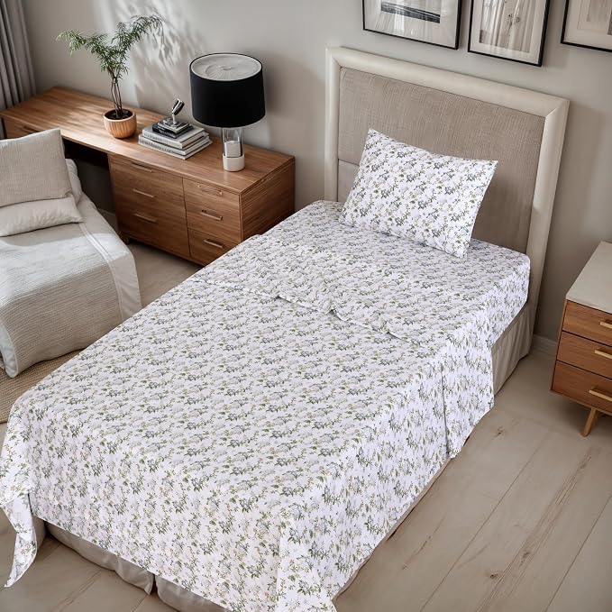 RUVANTI 100% Cotton Sheets – Twin Size Percale Bedding, Cooling & Breathable - Image 2