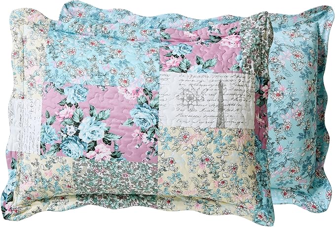 Brilliant Sunshine Lilac Rose Toile Quilt Set, 3-Piece Bedding Sets, - Image 6