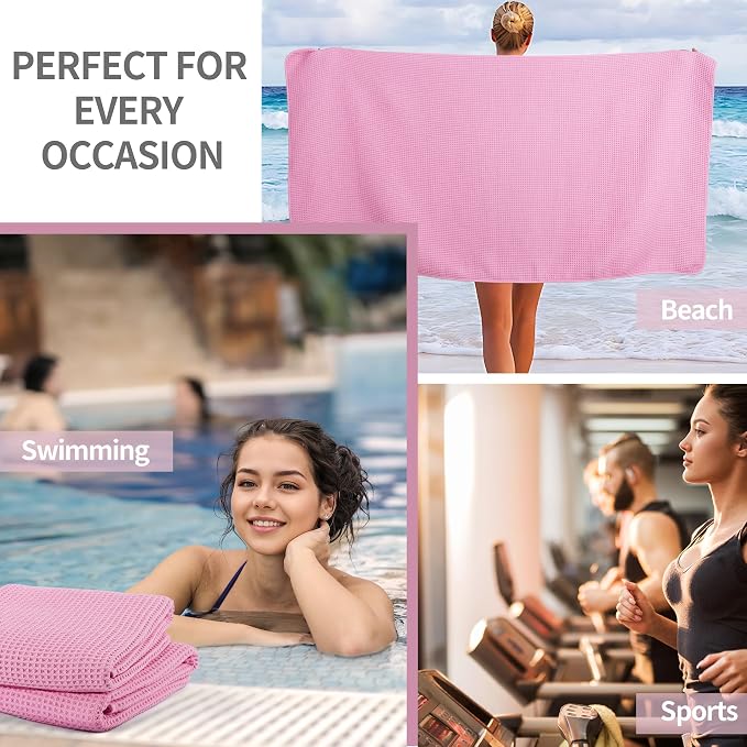 Microfiber Waffle Bath Towels, 4 Pieces, Fast Drying, Lint Free 430 GSM - Image 7