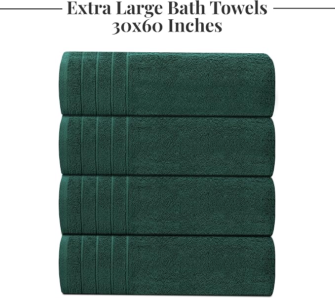 Tens Towels Pack of 4 Extra Large Bath Towels 30 x 60 Inches, 100% Cotton - Image 7