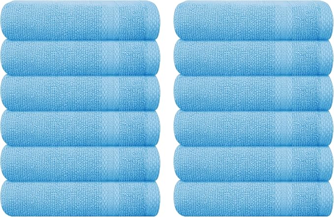 GLAMBURG Ultra Soft 12-Piece Washcloths Set 13x13-100% Ringspun Cotton by GLAMBURG