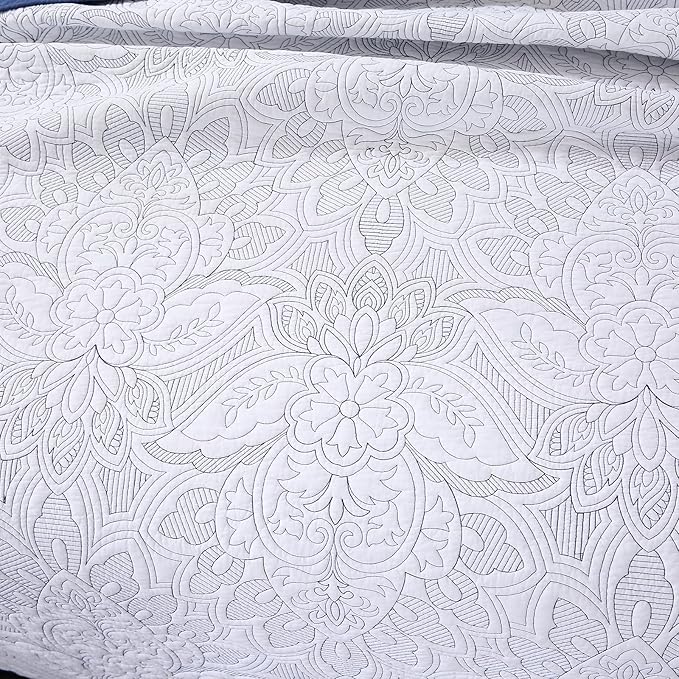 ROOMLIFE Quilt Set Full Size 3D Floral Campanula Embroidery Pattern 3-Piece - Image 4