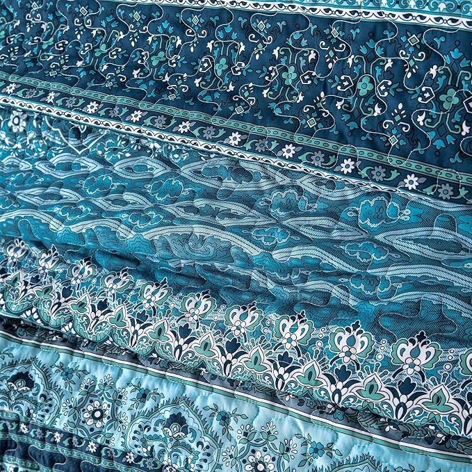 WONGS BEDDING Boho Quilt Set Full Size, Lightweight Microfiber Bed Decor - Image 7