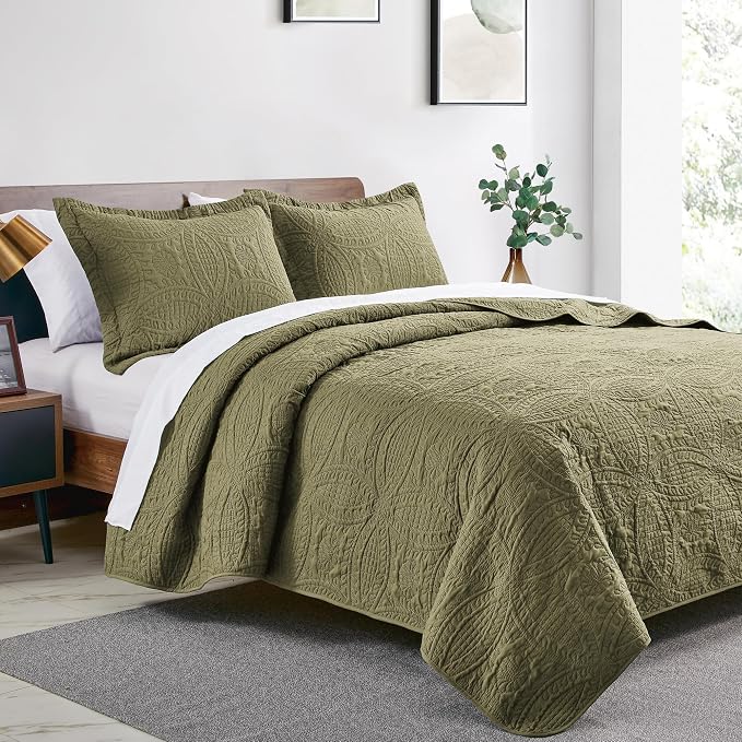 Love's cabin Quilts for Full Bed Green Bedspreads Bedding Set - Image 2