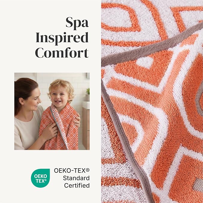 Modern Threads Classic Diamond 6-Piece 100% Cotton Towel Set – Yarn Dyed - Image 4
