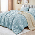 MUXHOMO Duvet Cover Full Size, Reversible Floral Mineral Blue Duvet Cover Set by MUXHOMO
