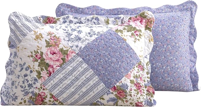 Brilliant Sunshine Rose Violet Patchwork, 3-Piece Quilt Set - Image 6