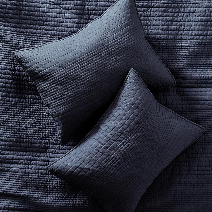 PALASSIO Striped Navy Blue 100% Cotton Quilt California Cal King Size Bedding - Image 6