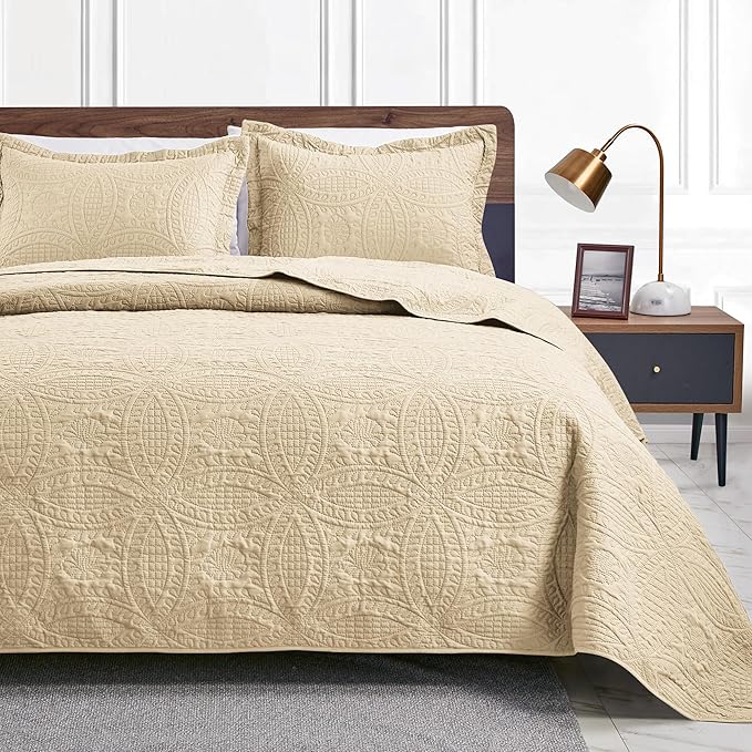 Love's cabin King Size Quilt Set Camel Bedspreads by Lovescabin