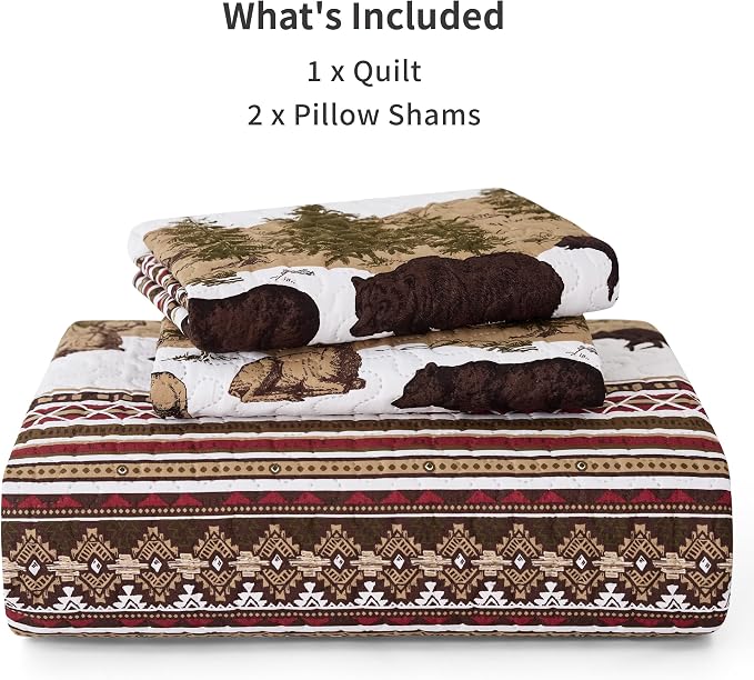 PPOLCA Cabin King Quilt Bedding Set, Christmas Lightweight Reversible Rustic - Image 6