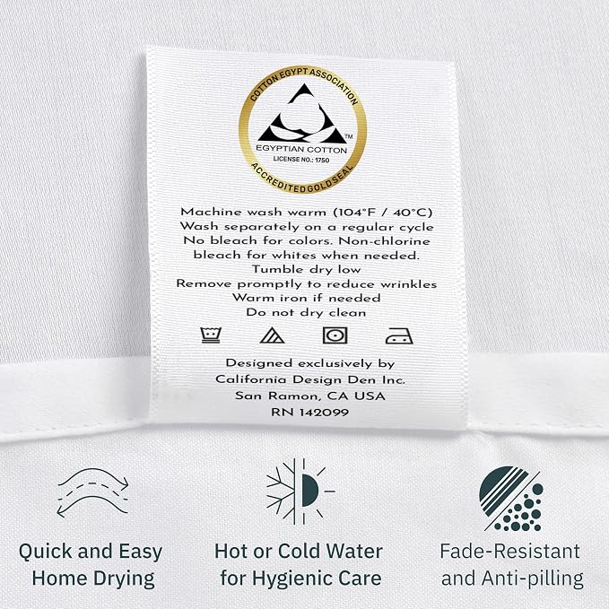 California Design Den 100% Egyptian Cotton Pillowcases Standard Size/Queen Size - Image 9