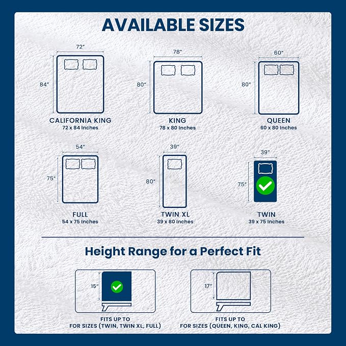 Twin Size Mattress Protector Waterproof 2 Pack, Premium 200 GSM Terry Mattress - Image 3