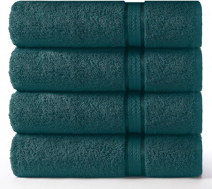 Cotton Craft Ultra Soft 4 Pack Oversized Extra Large Bath Towels 30x54 Teal by COTTONCRAFT