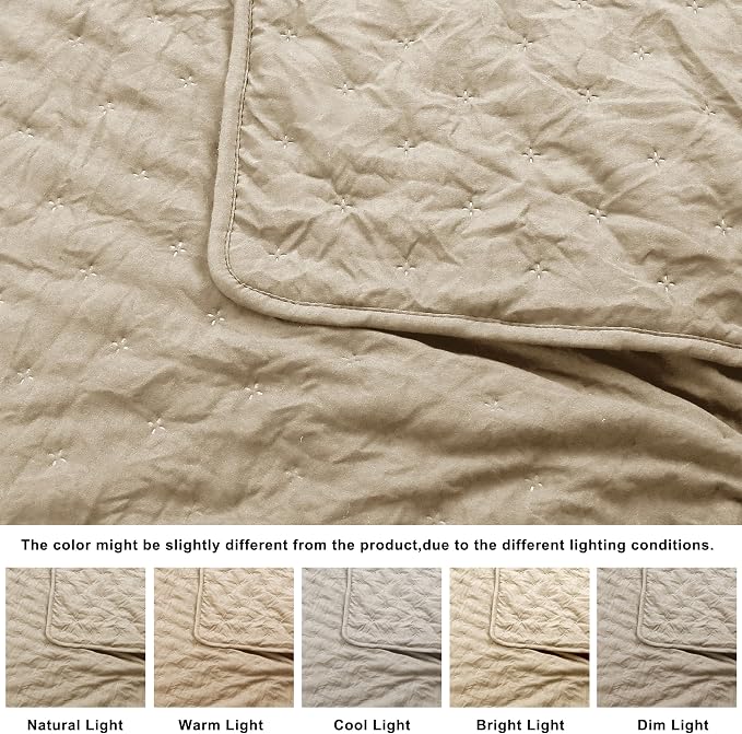 ROARINGWILD Beige Cloud Queen Size Quilt Bedding Sets - Image 6