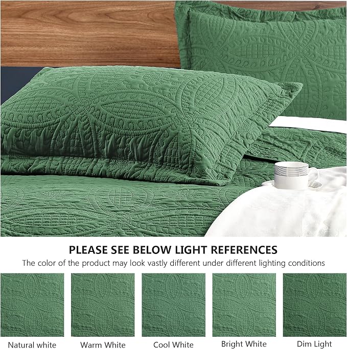 Love's cabin Quilts for Queen Bed Olive Green Bedspreads - Image 5