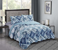 Brilliant Sunshine Blue and Grey Stripe Blocks Patchwork, 3-Piece Quilt Set by BrilliantSunshine