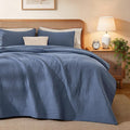 Love's cabin Queen Size Cotton Quilt Set, 100% Cotton Fabric Striped Textured by Lovescabin