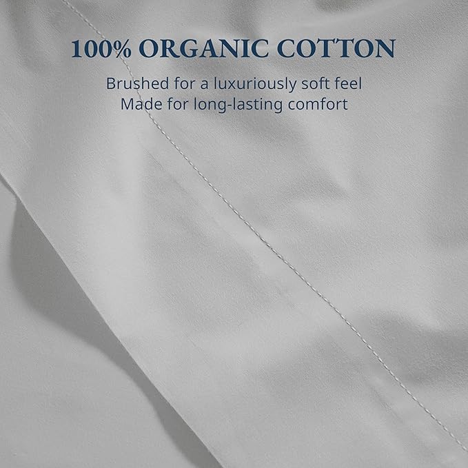 Lane Linen 100% Organic Cotton Queen Size Flat Sheet Only - Image 5