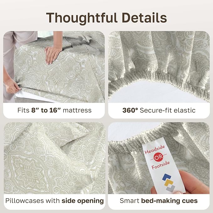 California Design Den Soft 100% Cotton Sheets King Size Set, 400 TC Good - Image 5
