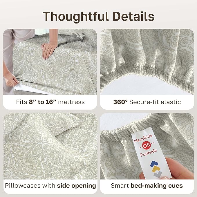 California Design Den Soft 100% Cotton Sheets Full Size Set, 400 TC Good - Image 5
