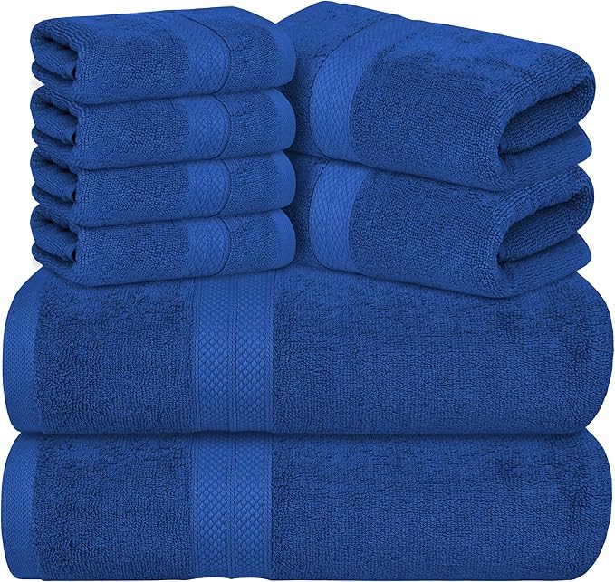 Avalon Towels Luxury 8 Piece Blue Towels Set, 2 Bath Towels, 2 Hand Towels and by AvalonTowels