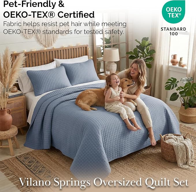 Southshore Fine Living, Inc. Twin Quilt Set, Quilted Blue Bedspread Twin/XL - Image 5