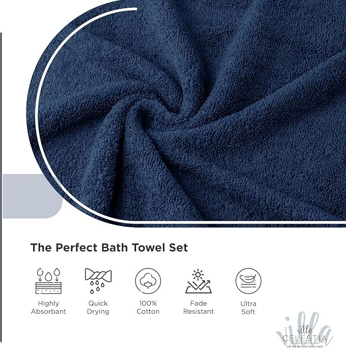 100% Cotton Bath Towel Set of 18-4 Bath Towels, 6 Hand Towels, 8 Wash Cloths - Image 3