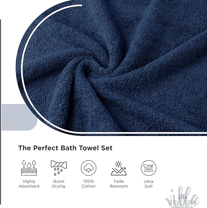 100% Cotton Bath Towel Set of 12-4 Bath Towels, 4 Hand Towels, 4 Wash Cloths - Image 3