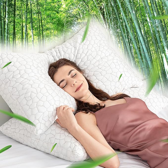 Cooling Bed Pillows for Sleeping 1 Pack Shredded Memory Foam Pillows Adjustable - Image 8