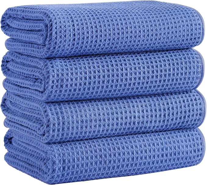 Microfiber Waffle Bath Towels, 4 Pieces, Fast Drying, Lint Free 430 GSM by Unknown