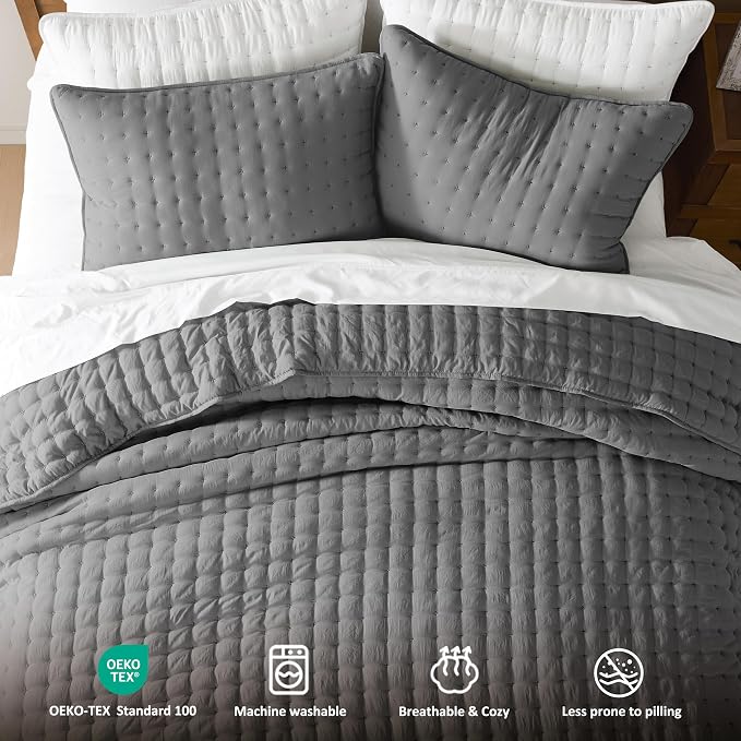WDCOZY Dark Grey Queen Size Quilt Bedding Sets - Image 7