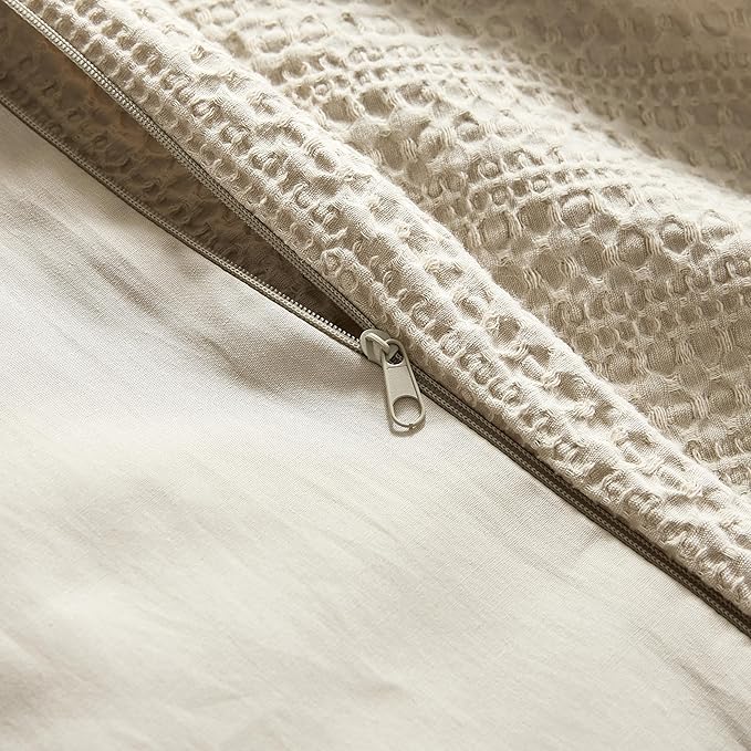 WDCOZY 100% Cotton Luxury Honeycomb Duvet Cover Set King Size - Image 5
