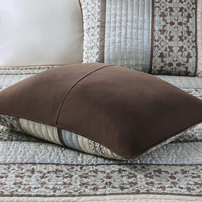 Madison Park Quilt Set Luxurious Jacquard Stripes Design - Image 11