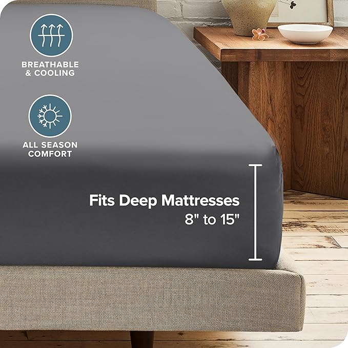 Bare Home 2-Pack Fitted Bottom Sheets Queen - Image 4