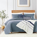ROARINGWILD Dusty Blue King Size Quilt Bedding Set, Lightweight Soft Bedspread by ROARINGWILD