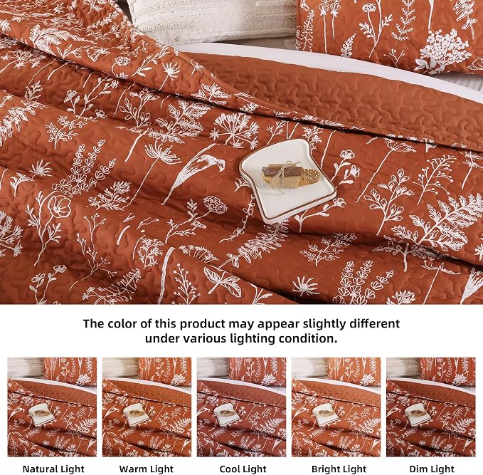 JANZAA Terracotta Bed Spread Boho Quilt - Image 4