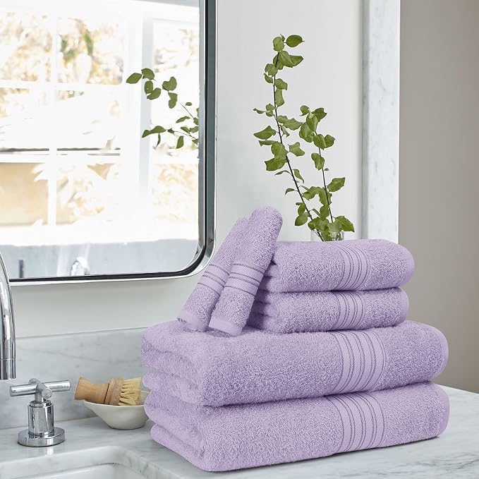 BOUTIQUO 6 Pack Cotton Towel Set, Contains 2 Bath Towels 28x55 inch, 2 Hand - Image 3