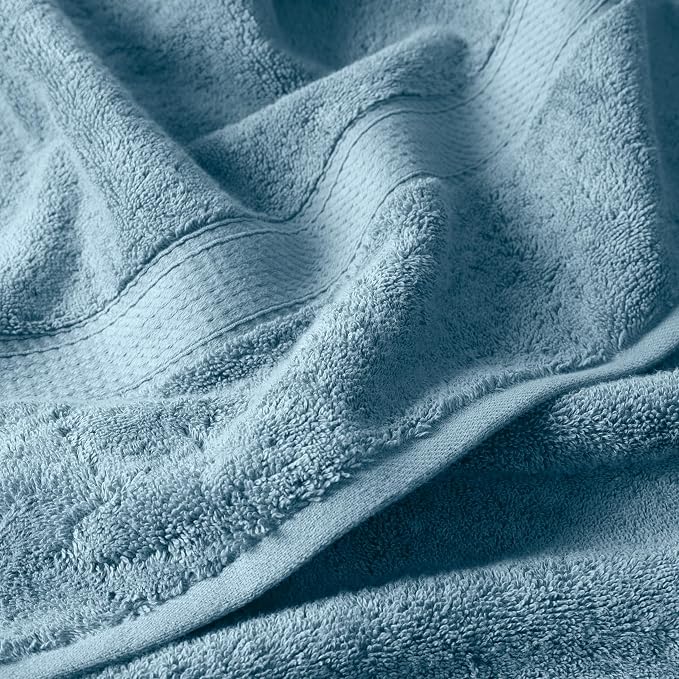 SUPERIOR Solid Egyptian Cotton Towel Set, Washcloths 13” x 13”, Hand Towels 20” - Image 4