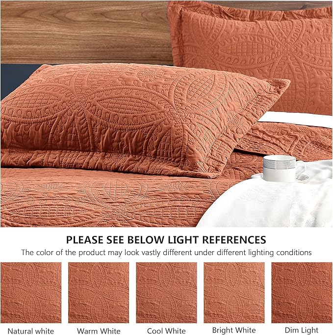 Love's cabin Oversized King Size Quilt Bedding Set Umber Bedspreads - Image 5