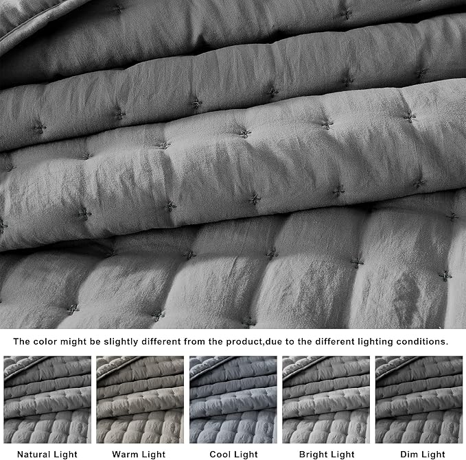 WDCOZY Dark Grey Queen Size Quilt Bedding Sets - Image 2