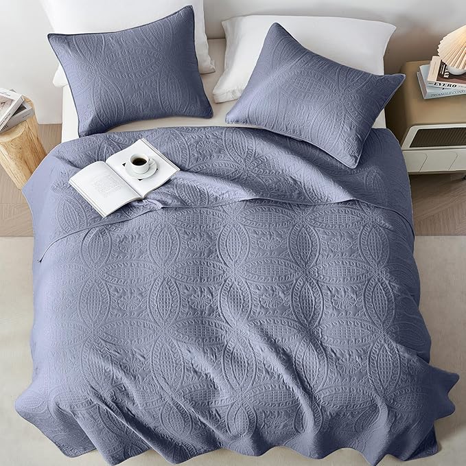 akkialla Quilts Queen Size, Bluish Grey Ultrasonic Full/Queen Quilt Set - Image 4