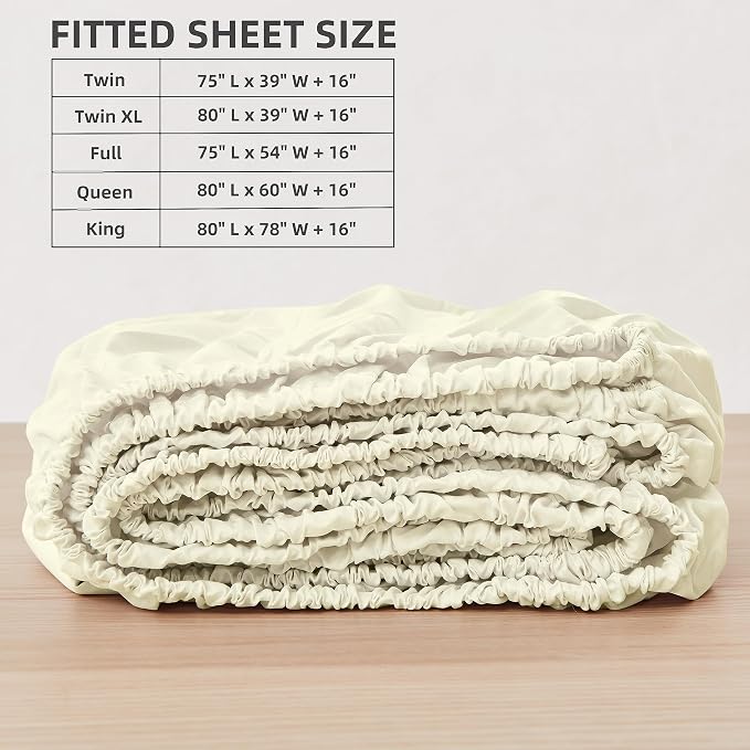 HBHLFZ Full Fitted Sheet Only, Soft Breathable Bottom Sheet - Image 2