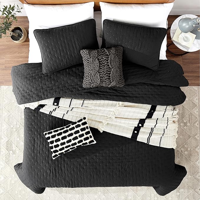 ROARINGWILD Black King Size Quilt Bedding Sets - Image 2