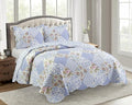 Brilliant Sunshine Blue Rose Patchwork, 3-Piece Quilt Set by BrilliantSunshine
