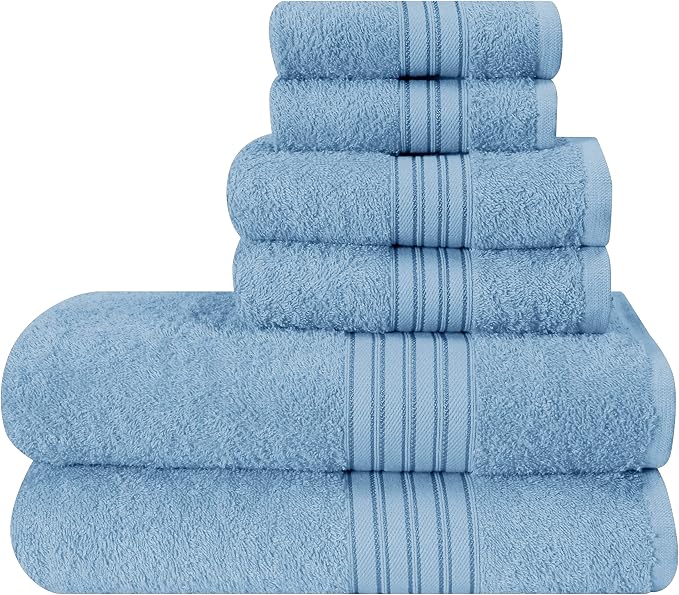 BOUTIQUO 6 Pack Cotton Towel Set, Contains 2 Bath Towels 28x55 inch, 2 Hand by BOUTIQUO