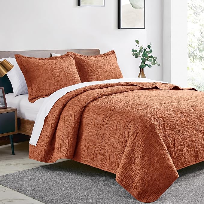 Love's cabin Oversized King Size Quilt Bedding Set Umber Bedspreads - Image 2