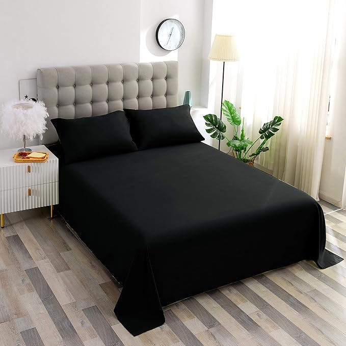 Sfoothome Black Fitted Sheet, 14 Inch Pocket Deep, Microfiber Sheets, Twin Size - Image 5