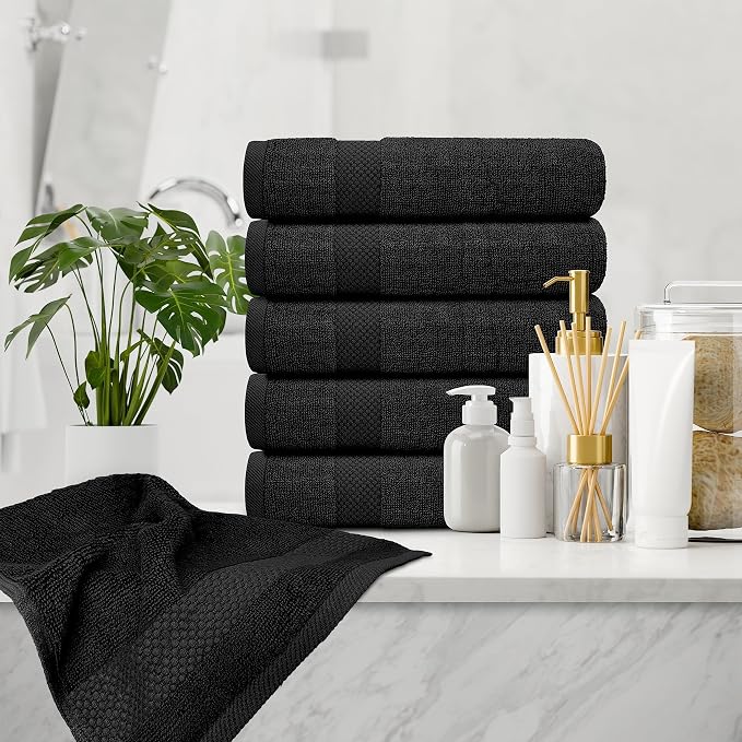 White Classic Luxury Black Hand Towels - Image 6