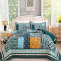 WONGS BEDDING Green Quilt Set Queen Size, 3 Pieces Boho Patchwork Quilt by WONGSBEDDING