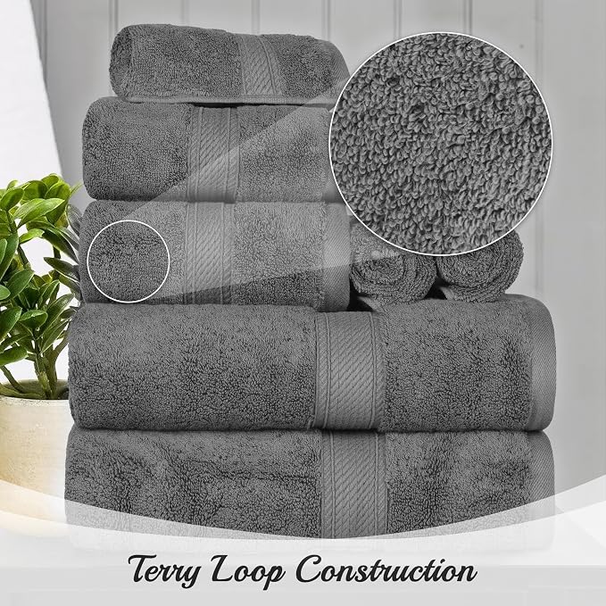 Superior Egyptian Cotton Pile 10 Piece Towel Set, Includes 2 Bath, 4 Hand - Image 8